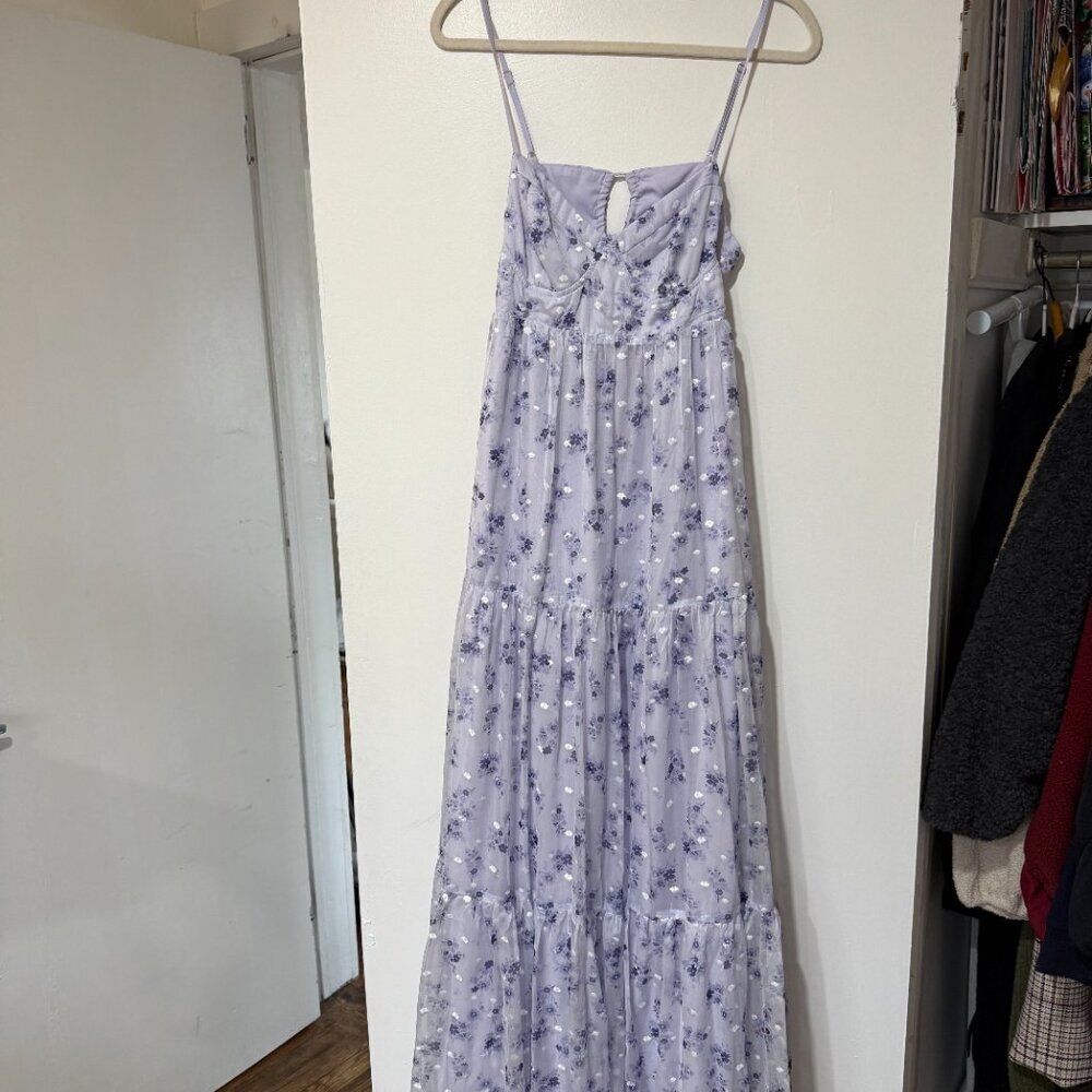 VICI Joselyn Sweetheart Floral Maxi Dress – Lavender Floral Size L ✨💜🌸 - Picture 7 of 14